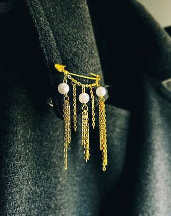 Broszka na agrafce Golden Pearls No.2  Agrafka Studio, Natalia Puchalska