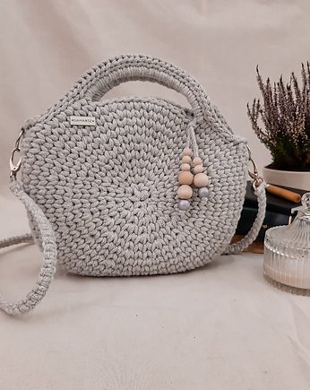Big Round Crochet Bag - szary melanż, Damariz