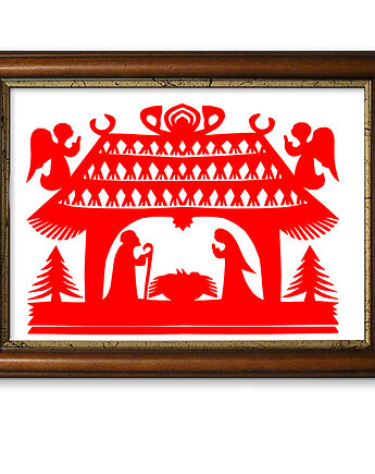Stajenka Betlejemska (handmade Art Papercut)_Kurpie Region, na ludowo