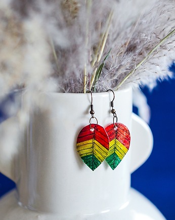 Małe wiszące kolczyki listki Jamajka, Pintura