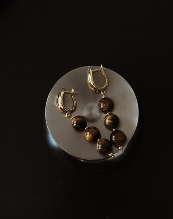 Kolczyki pozłacane Tygrysie Oko, Chmolowska Jewellery