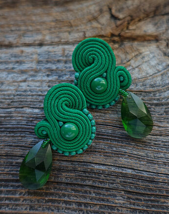 Zielone  kolczyki soutache, Mró Soutache