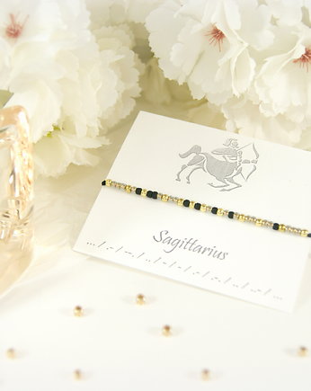 Alfabet morse'a Strzelec Bransoletka Zodiak, Blue Pearl Art