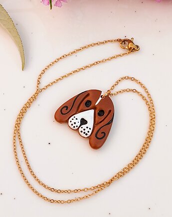 Naszyjnik z pieskiem, basset z podobizną basseta, amulet dla psiary, boho, Dary Rusałki
