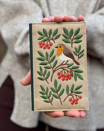 Haftowany portfel - rudzik w jarzębinie, PanFelicjan