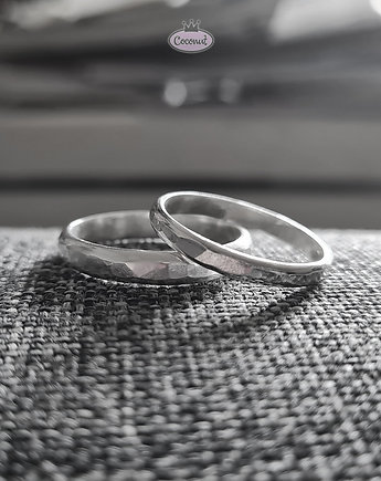 Obrączki ślubne A1 ręcznie kute młotkowane, COCONUT