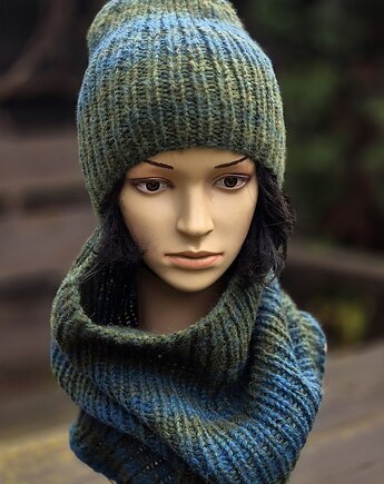 Komplet z alpaką, agat handmade