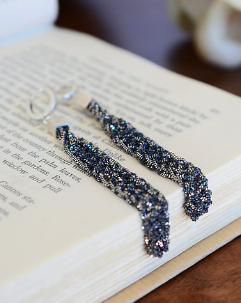 kolczyki srebrna plecionka sople oksydowane, JankowskaJewellery