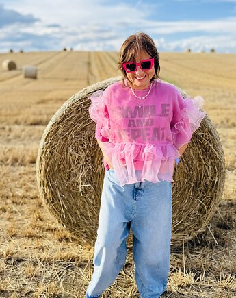 Tiulowa bluzka z falbanami, Glucka