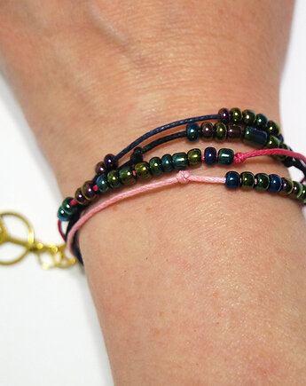Bransoletka - Kolorowe koraliki - sznureczki, peace, yenoo
