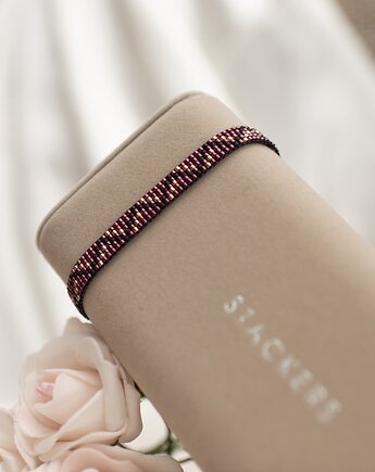 Pieśń Karminu - ręcznie szyta bransoletka., LaMia Jewellery