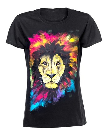 Koszulka z lwem ręcznie malowana., rękąROBIONE