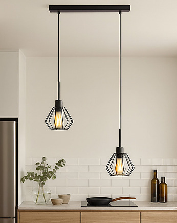 Czarna lampa wisząca z drucianymi kloszami pająk regulowana LED ZAFRA LOFT, lampy loftowe LYSNE LOFT