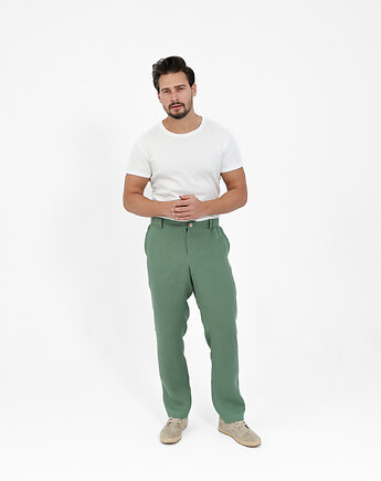 Lniane spodnie SUNSET  eucalyptus green, so linen!