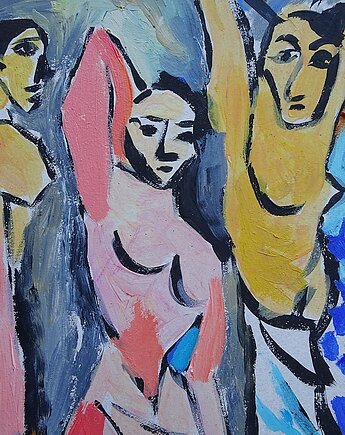 Kolorowy obraz do salonu panny z awinione pablo picasso, alice oil on canvas