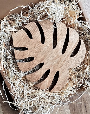 Drewniany liść monstera, podstawka z drewna, Drewniane dodatki