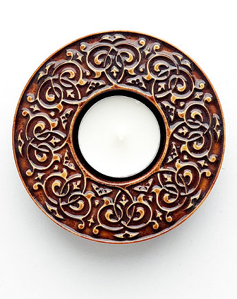 Ceramiczny lampion BAROKOWY, brązowy, pracowniazona