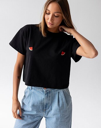 T-shirt Crop-Voila Czarny Arbuzy, MKTP