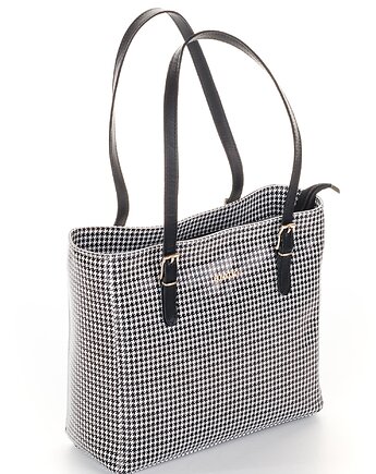 Skórzany Shopper -  czarno-biała pepitka  (7066), BOSCCOLO