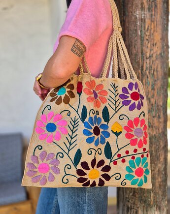 Torba haftowana Bordado kolorowe kwiaty hafty z Meksyku, SempreArte