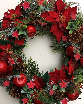 wianek bożonarodzeniowy czerwona poinsettia duży, EsyFloresy
