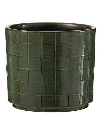 Doniczka osłonka ceramiczna zielona 14x13cm, OKAZJE - Prezent na 70 urodziny