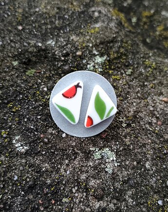 Kolczyki ceramiczne kaszubskie, biżuteria z talerzy