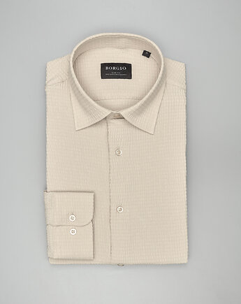 Koszula gonzaga 00581 długi rękaw beżowy slim fit, BORGIO