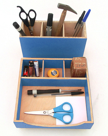 Organizer - zestaw na biurko - Niebieski, Clock Wood Studio