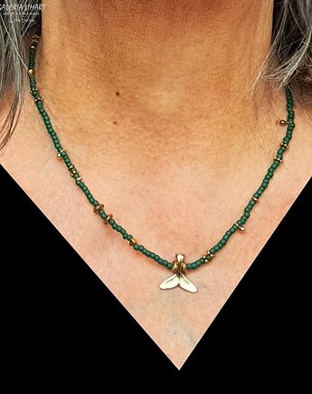 BOHO naszyjnik z zielonych koralików Toho z ogonem delfina na szczęście, Galeria Limart