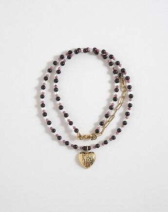 Bordowy naszyjnik z zawieszką Serce, ech studio