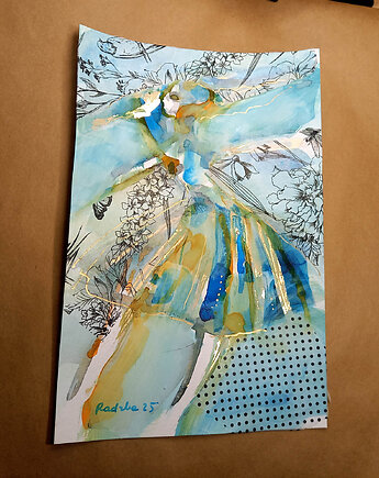 Kumoszka 24 - akwarela 16x24 cm unikat, Katarzyna Radzka