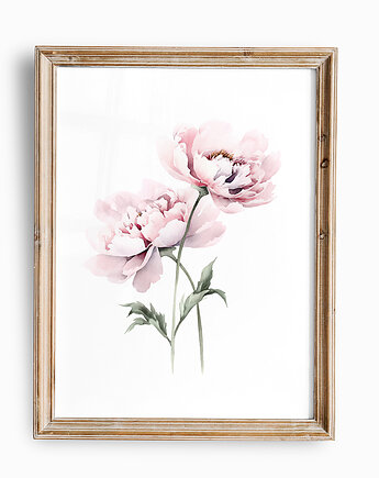 Pastelowa Różowa Piwonia - grafika botaniczna, Paperblue Studio