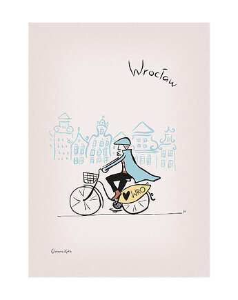 Plakat A4 Wrocław Rower, Gliniana Kura