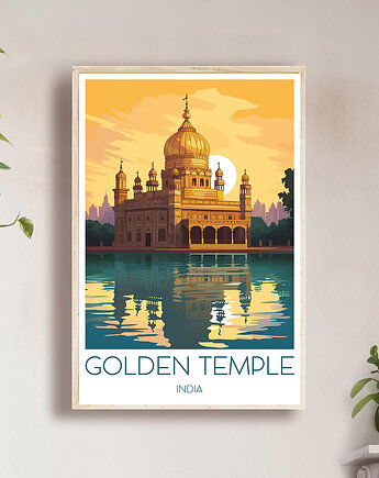 Indie - Złota Świątynia - Plakat, pamiątka dla podróżnika, Black Sapphire Art