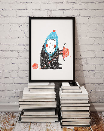 Plakat. owieczka robi na drutach. love, Love Life and Forest