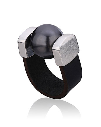 Pierścionek Black Pearl Ring in Silver, OSOBY - Prezent dla Dziewczyny