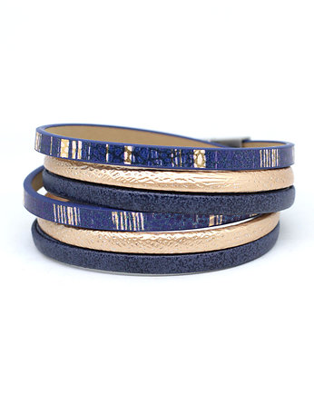 Bransoletka z rzemieni Fun granatowo-złota, Kociokwik Jewelry