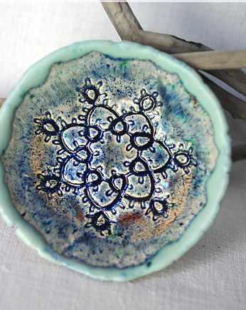 Niebieska miseczka ceramiczna na świecę, drobiazgi, Bea Fine Arts