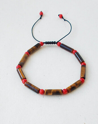 Tygrysie oko i koral Bransoletka z regulacją, galeria nuit