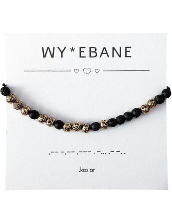 UNISEX Bransoletka z alfabetem Morse Lawa wulkaniczna, karolina kosior