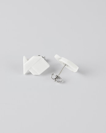 Kolczyki z Porcelany Origami Rybki Małe Białe, StehlikDesign