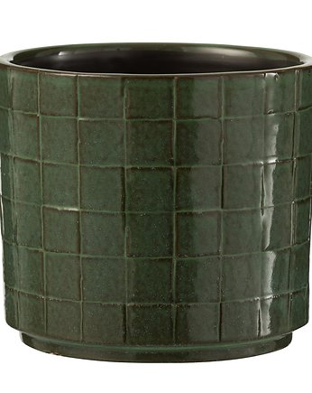 Doniczka osłonka ceramiczna zielona 17x15cm, OKAZJE - Prezent na 80 urodziny
