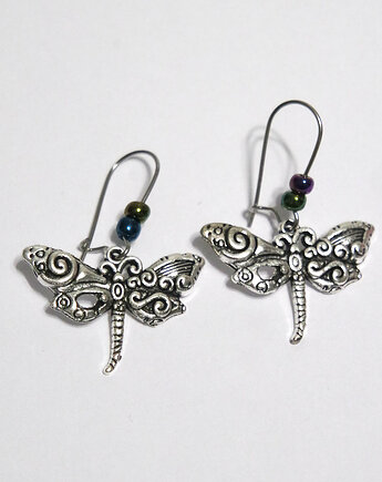 Kolczyki - Ważki średnie, koraliki, yenoo