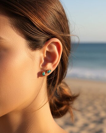 Kolczyki Sztyfty Amazonit, TulipBIJOU