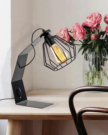 Czarna lampa biurkowa do salonu LED KABUL LOFT, lampy loftowe LYSNE LOFT