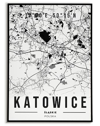Plakat miasto POLSKA - KATOWICE  obraz MAPA, Bajkowe Obrazki