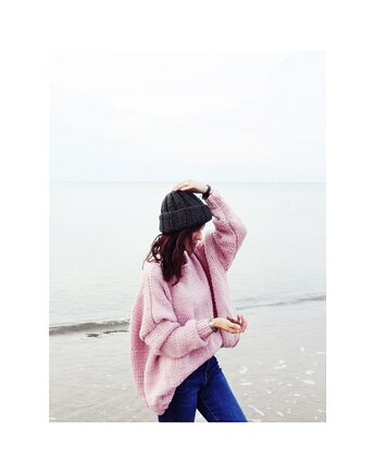 Handmade sweter oversize z grubym splotem Ciepły, ręcznie robiony, Mademoiselle Patrini