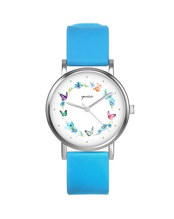 Zegarek  mały - Kolorowy wianek - silikonowy, niebieski, yenoo