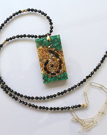 Ochrona energii - Naszyjnik z orgonitem, turmalinem, malachitem, spinelem, KEIT
